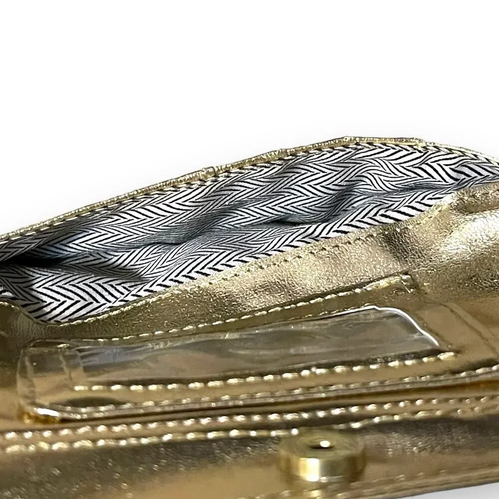 Steve Madden Double Zip Wristlet Clutch Tan Black Yellow